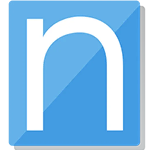 Logotipo de letra n blanca sobre fondo azul